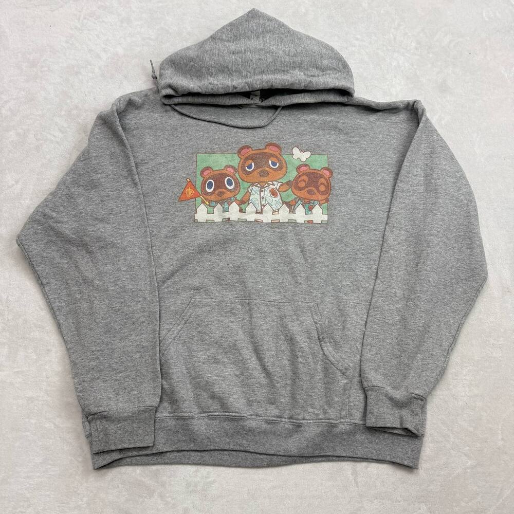 Animal Crossing Tom Nook Men's Hoodie Grey Size XL Nintendo Licensed Pullover